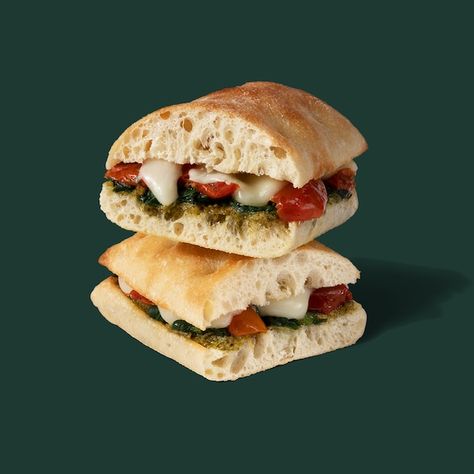 Tomato & Mozzarella on Focaccia: Starbucks Coffee Company Basil Focaccia, Turkey Panini, Tomatoes Mozzarella, Franklin Bbq, Tomato Mozzarella, Basil Pesto, Smoked Turkey, Tomato Basil, Coffee Company