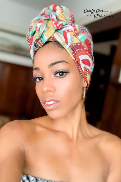 Simple fashion for Black women. Cute African Print Headwrap Styles to protect your natural hair. Patterned head wrap on Black Girl twisted and tied on head. #BlackWoman #BlackGirlMagic #BlackBlogger #Melanin Headwrap Styles, Hair Lifestyle, Wrap Turban, Jackie Aina, Headwrap Tutorial, Head Wrap Styles, Natural Hairstyle, Black Bloggers, Long Natural Hair