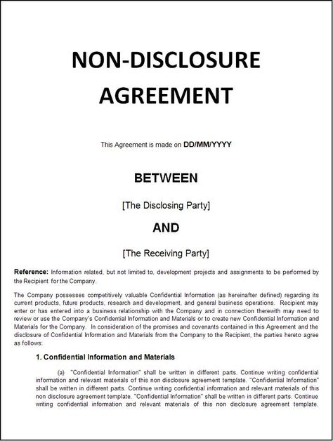 non-disclosure agreement Letter Templates Free, Letter Of Intent, Non Disclosure Agreement, Docs Templates, Edward Snowden, Word Free, Document Templates, Template Word, Contract Template