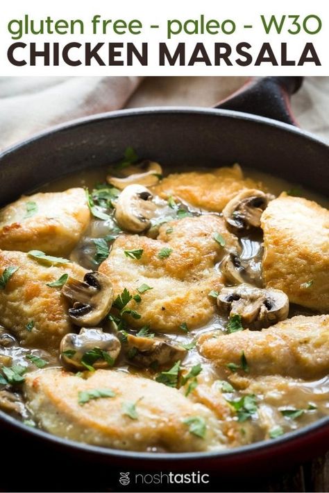 Gluten Free Chicken Marsala Recipe, Paleo Chicken Marsala, Chicken Marsala Recipe, Wine Chicken, Marsala Recipe, Chicken Mushrooms, Marsala Chicken Recipes, Gluten Free Main Dishes, Marsala Wine