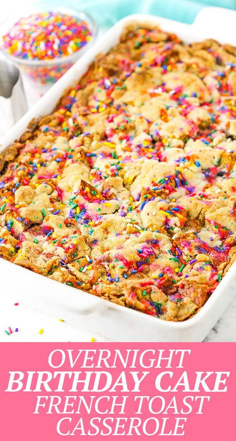 Funfetti French Toast, Birthday Morning Breakfast Ideas, Fun Birthday Breakfast Ideas, Kids Breakfast Party Food, Birthday Party Breakfast Ideas, Birthday French Toast, Toddler Birthday Breakfast Ideas, Breakfast Birthday Party Food, 1st Birthday Breakfast Ideas