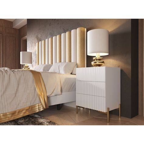 Everly Quinn 5 Piece Bedroom Set | Wayfair Bedroom Sets Furniture, Large Nightstands, White Bedroom Set, 5 Piece Bedroom Set, Matching Nightstands, Adjustable Bed Frame, White Bedroom Furniture, Upholstered Panel Bed, Adult Bedroom