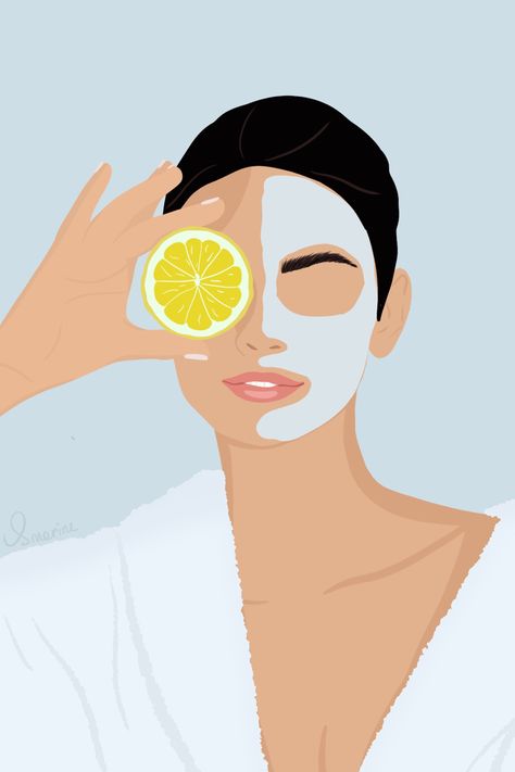 Custom Portrait Illustration, Girly Art Illustrations, Custom Portrait, Portrait Illustration, Girly Art, Beauty Skin, Facial, Lemon, Skin Care