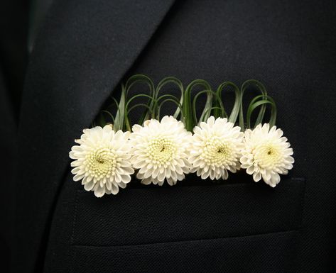 pocket boutonniere flowers | Floral Pocket Squares — Boutonniere Alternative For Proms ... Groomsman Pocket Flowers, Floral Pocket Square Boutonniere Diy, Green Pocket Boutonniere, Men’s Flower Pocket Square, White Floral Pocket Square Boutonniere, Boutonniere Alternative, Grooms Pin Flower, Wedding Walk, Buttonhole Flowers