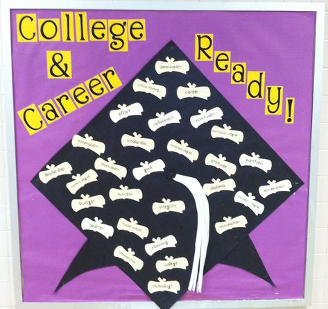 Career Bulletin Boards, Graduation Bulletin Board, School Counselor Bulletin Boards, Counselor Bulletin Boards, School Counseling Bulletin Boards, Counseling Bulletin Boards, Mindset Bulletin Board, High School Bulletin Boards, Teacher Tricks