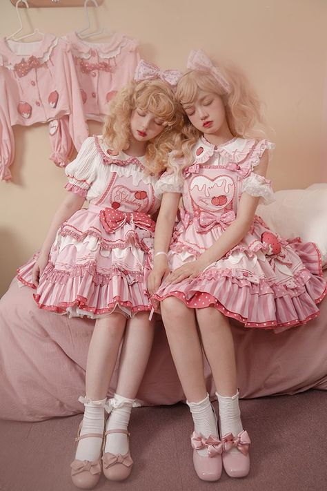 Milk Pie, Lolita Outfit, Jacket Blouse, Lolita Outfits, Pink And White Dress, Strawberry Milk, Sweet Lolita, Matching Accessories, Harajuku Fashion