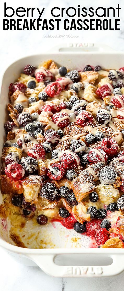 BEST Sweet Breakfast Croissant Casserole (Make Ahead! + VIDEO) Breakfast Recipes For A Group, Vegan Brunch Food, Breakfast Buffet Ideas Food Stations Brunch Party Easy Recipes, Breakfast For Coworkers, Alpha Gal Recipes Breakfast, Crossaint Desserts, Breakfast For A Group Make Ahead, Healthy Sweet Breakfast Recipes, Fall Breakfast Charcuterie Board