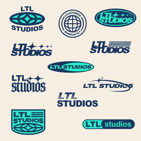 Logos using streetwear aesthetic in blue and green duotone colours Emblem Logo Modern, Streetwear Logo Ideas, Streetwear Stickers, Streetwear Logos, Logo Design Aesthetic, Aesthetic Logo Design, Logo Text Design, Badge Logo Design, Logo Board