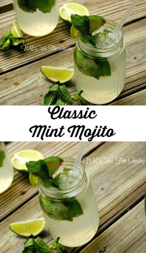 Mojito Recipe Pitcher, Vodka Mojito, Mojito Recipe Classic, Mojito Drink, Will Cook For Smiles, Classic Mojito, Mint Drink, Mint Cocktails, Mint Simple Syrup