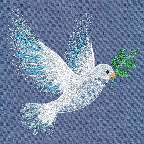 Dove Embroidery, Peace Dove, Embroidery Pattern, Machine Embroidery Design, Tree Skirts, Machine Embroidery Designs, Fabric Color, Embroidery Design, Table Runners