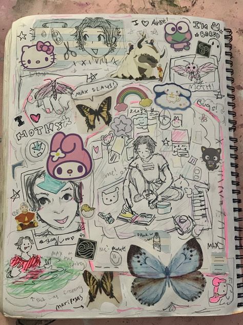 Last Page Of Notebook, Last Page Of Sketchbook, Sketch Book Spreads Ideas, Maximalist Sketchbook, Book Art Drawing Sketchbook Pages, Sketchbook Pages Ideas, Aesthetic Sketchbook Pages, Sketchbook Page Ideas, Full Page Drawings