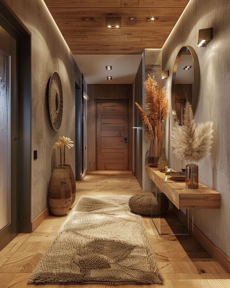 Cute House Ideas Home Decor, Big Hallway Ideas, Small Space Home Decor Ideas, House Interior Entrance, Ideas De Casa, House Entrance Hall, Home Ideas Decoration, Aesthetic Hallway, Modern Hallway Design