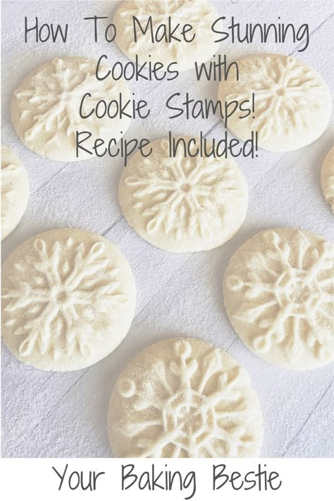 cookie stamps Best Cookie For Stamping, Cookie Stamp Cookies Recipe, Stamp Sugar Cookies, Sugar Cookie Recipe For Stamping, Cookie Recipe For Stamped Cookies, Stamp Cookie Recipe, How To Use Cookie Stamps, Cookie Dough For Stamped Cookies, How To Use A Cookie Stamp