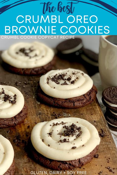 Dairy Free Crumbl Cookie, Gluten Free Crumbl Cookies, Oreo Brownie Cookie, Cookie Crumble Recipe, Crumble Copycat, Crumbl Recipes, Cookies Crumbl, Brownie Cookie Recipe, Copycat Cookies