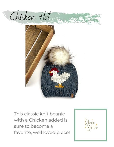 Excited to share this item from my #etsy shop: Chicken Hat PATTERN Only Knit Instructions Downloadable PDF File Knit Chicken, Colorwork Knitting Patterns, Duplicate Stitch, Chicken Hats, Fall Sewing, How To Purl Knit, Super Bulky, Beanie Pattern, Faux Fur Pom Pom