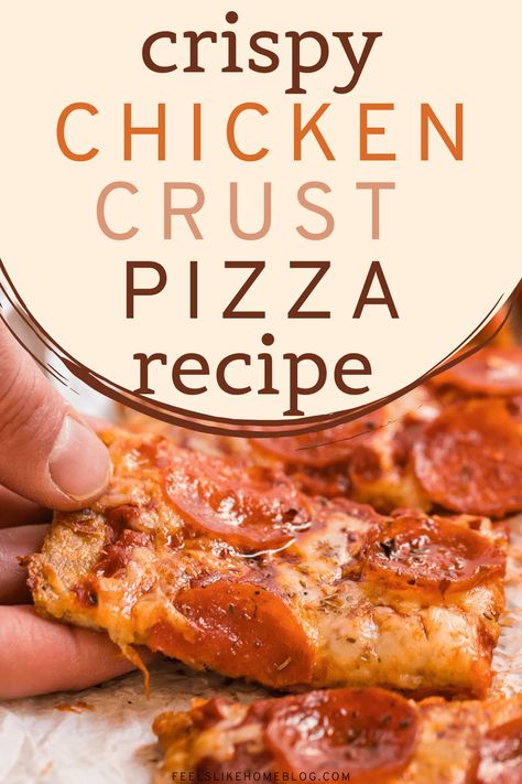 The best simple & easy low carb chicken crust pizza - Uses ground chicken to make a crispy crust, topped with shredded cheese and other toppings like pepperoni and mushrooms. Great for bariatric patients and those on a keto, paleo diet. Very healthy and high in protein. #comfortfood #bariatriceating #gastricsleeve #gastricbypass #glutenfreerecipes #gluten-free #weeknightmeals #whatsfordinner #30minutemeals Gluten Free Pizza Recipes, Chicken Crust, Keto Paleo Diet, Chicken Crust Pizza, Low Carb Soup Recipes, Healthy Low Carb Dinners, Low Carb Low Fat Recipes, Bariatric Eating, Ground Chicken Recipes