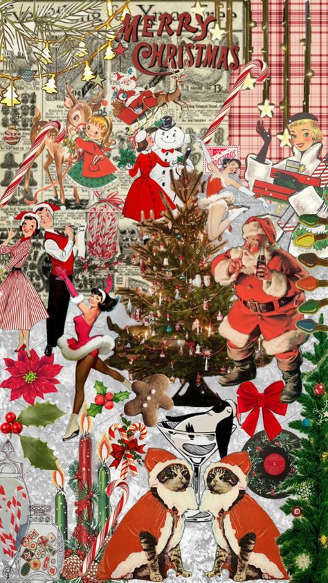 Indie Christmas Aesthetic, Indie Images, Vintage Christmas Wallpaper, Indie Christmas, Christmas Collage, Vintage Nostalgia, Mid Century Christmas, Christmas Board, Christmas Things