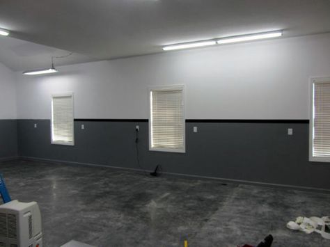 Grey And Black Garage Wall Paint Colors Contrasting Design Ideas Garage Walls Paint Colors, Garage Color Ideas, Painted Garage Walls, Garage Paint Colors, Masculine Interior Design, Garage Paint, Black Garage, Garage Floor Paint, Wallpaper Luxury