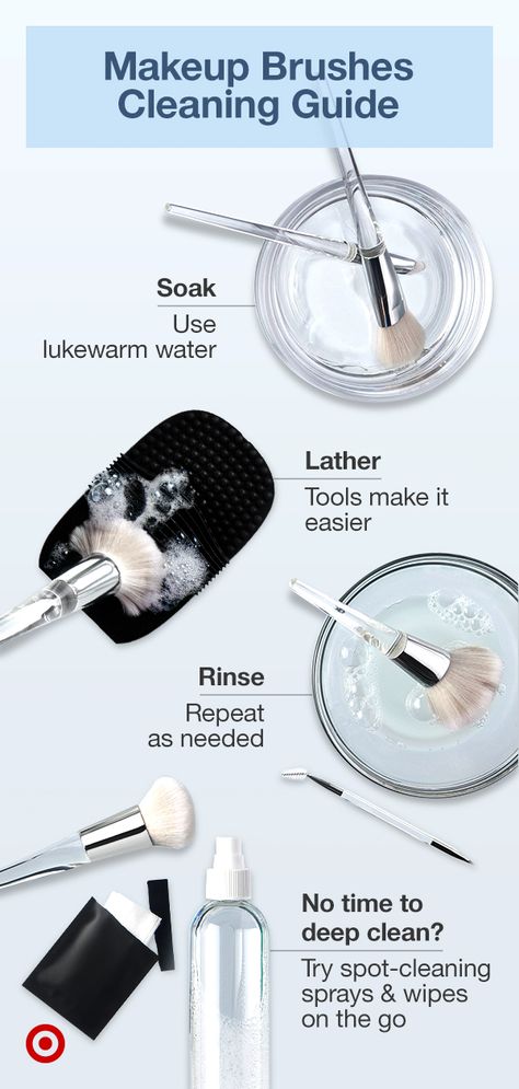 Keep makeup brushes clean to avoid product build up & breakouts on your skin. Learn how tos & get the must-haves. Cleaning Brushes Makeup, Best Makeup Brushes Brand, Makeup Brushes Cleaning, How To Clean Your Makeup Brushes, Cleaning Makeup Brushes, Makeup Cleaning, Clean Makeup Brushes, Makeup Brush Uses, Makeup Brush Cleaning