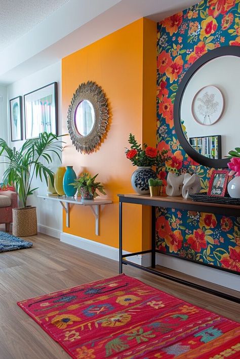 Vibrant Displays Indian Living Room Decor, Small Apartment Decorating Ideas, Indian Apartment, Indian Living Room, Colorful Room Decor, Apartment Decorating Ideas, Vibrant Decor, Drawing Room Decor, Display Showcase