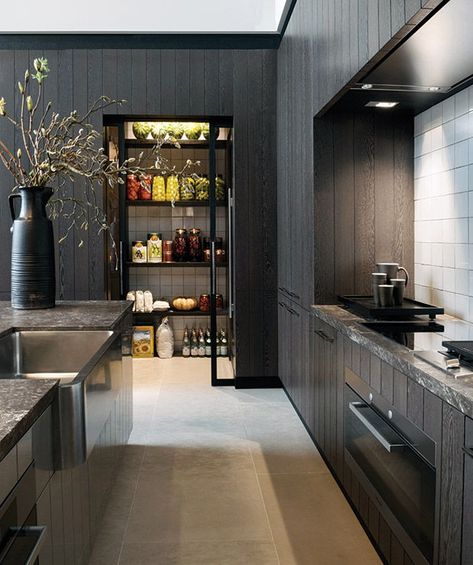 Modern Kitchen Pantry, Modern Pantry, Kitchen Pantry Cabinets, Pantry Design, Kitchen Trends, House Renovation, Black Kitchens, Renovation Project, Beautiful Kitchens