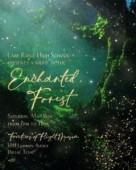 Enchanted Forest Poster Design, Prom Theme Enchanted Forest, Fairytale Prom Theme, Enchanted Forest Prom Theme, Prom Ideas Theme, Enchanted Prom, Formal Themes, Semi Ideas, Enchanted Theme