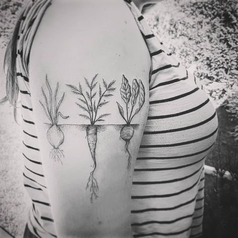 Dietitian Tattoo Ideas, Chef Tattoo Ideas For Women, Tiny Chef Tattoo, Apron Tattoo Ideas, Food Inspired Tattoos, Eat Tattoo Ideas Women, Veggie Tattoo Ideas, Nutrition Tattoo Ideas, Farming Tattoos Ideas