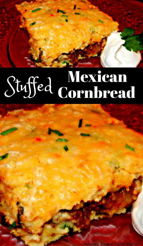 Recipe For Mexican Cornbread, Loaded Cornbread, Stuffed Cornbread, Easy Mexican Cornbread, Mexican Cornbread Casserole Recipe, Mexican Cornbread Recipe, Mexican Cornbread Casserole, Cornbread Casserole Recipe, Cornbread Recipes