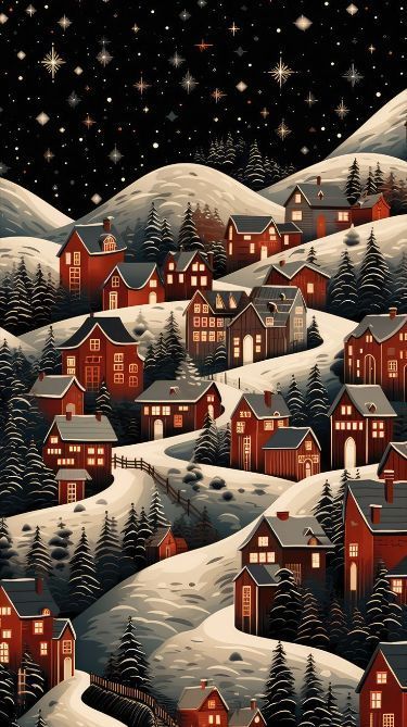 Magic Iphone Wallpaper, Cozy Village, Whimsical Art Paintings, Village Christmas, Christmas Wallpapers, Winter Illustration, Winter Wallpaper, Christmas Villages, Winter Art