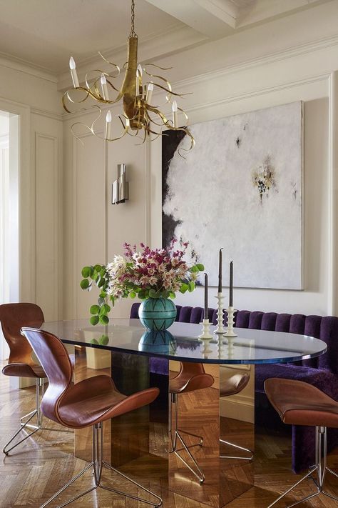 Dining Room Banquette, Upper West Side Apartment, Diy Dining, Dining Room Light Fixtures, Dining Room Wall Decor, Banquette Seating, Dining Room Chandelier, Dining Room Walls, Large Living Room