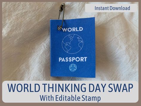 Excited to share this item from my #etsy shop: World Thinking Day (Feb 22nd) SWAP, Girl Scout - Passport and Stamp (with editable county name) #girlscout #worldthinkingday #girlscoutswap #girlscoutcookie #swaps #swap #daisies #daisy #brownies World Thinking Day Swaps, Ahg Swaps, World Thinking Day Ideas, Gs Swaps, Girl Scout Swaps, Scout Swaps, Daisy Scouts, Girl Scout Juniors, World Thinking Day