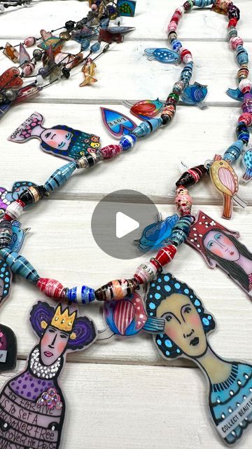 Fodder School, Slow Progress, Shrink Art, Mixed Media Jewelry, Beautiful Memories, Paper Jewelry, School Lessons, Paper Beads, A Necklace