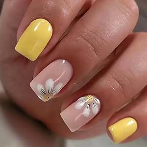 Yellow Nails Design, Yellow Springs, Purple Diamond, Flower Soft, Gold Powder, Nail Art Kit, Acrylic Nail Art, Yellow Nails, Nail Designs Spring