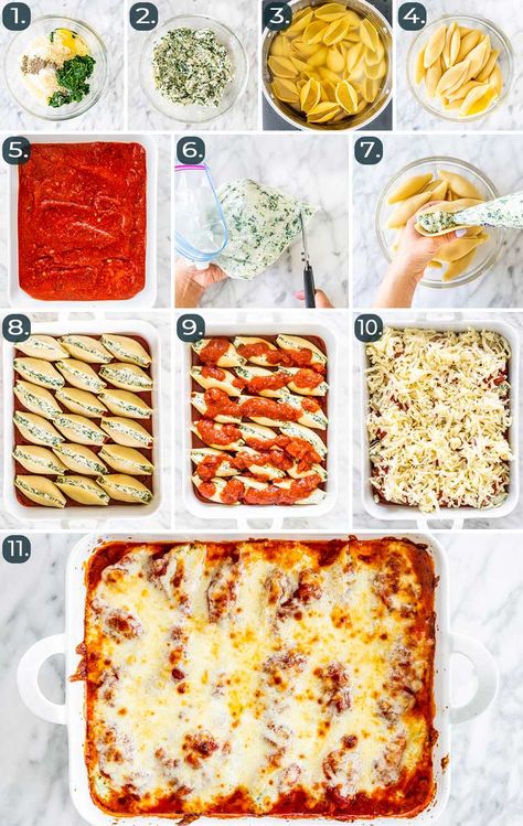 Easy Stuffed Shells, Ricotta Spinach, Jo Cooks, Easy Lasagna Recipe, Stuffed Shells Recipe, Healthy Dinner Recipes Chicken, Health Dinner Recipes, Stuffed Shells, Diy Food Recipes