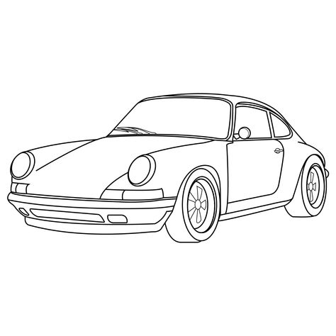 Car Drawing Pencil, Car Drawing Easy, Beetle Car, Stance Cars, Cars Coloring Pages, Porsche 944, Kids Coloring Book, Rug Ideas, Tattoo Style Drawings