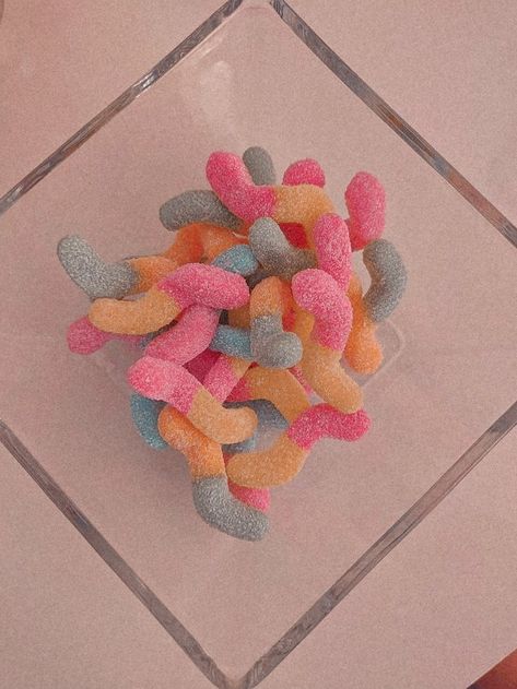 #Soft #pict #korean #cute #aesthetic #food #gummy #worm Gummy Worms Aesthetic, Gummy Aesthetic, Korean Cute Aesthetic, Cute Aesthetic Food, Worms Aesthetic, Aesthetic Bg, Gummy Worm, Gummy Worms, Paper Ring