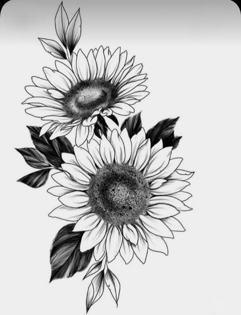 Sunflower Tattoo Template, Sunflowers Tattoo Ideas, Sunflower Tattoo Design For Women, Sun Flower Tattoo Design, Sunflower Thigh Tattoo, Coverup Tattoo Designs For Women, Female Calf Tattoo, Girasoles Tattoo, Sunflower Tattoo Stencil