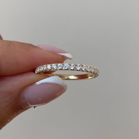 Half Eternity Diamond Ring, Yellow Gold Baguette Wedding Band, Yellow Gold Diamond Band, Yellow Gold Eternity Band, Full Diamond Ring, Gold Anniversary Bands, Gold Eternity Band, Gold Wedding Bands Women, Pave Wedding Bands