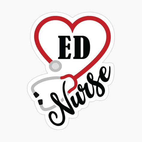 Get my art printed on awesome products. Support me at Redbubble #RBandME: https://www.redbubble.com/i/sticker/ED-Nurse-by-bkroijer/49153200.JCQM3?asc=u Ed Nurse, Nurse Stickers, Nurse Humor, Lululemon Logo, Retail Logos, My Art, Awesome Products, Humor, For Sale