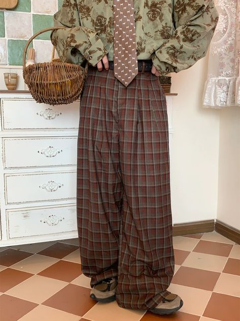 Men Summer Outfit, Plaid Wide Leg Pants, Outfits Men Summer, Spring Outfits Men, Men Summer, Outfits Men, Vintage Plaid, Mode Inspo, Mode Vintage