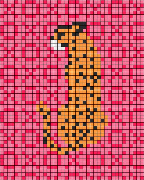 Alpha pattern #126212 | BraceletBook Tiger Alpha Pattern, Alpha Pattern Pixel Art, Preppy Pixel Art, Cheetah Crochet Pattern, Retro Games Pixel, Minecraft Gifts, Macrame Wall Hanging Patterns, Retro Games, Cross Stitch Alphabet