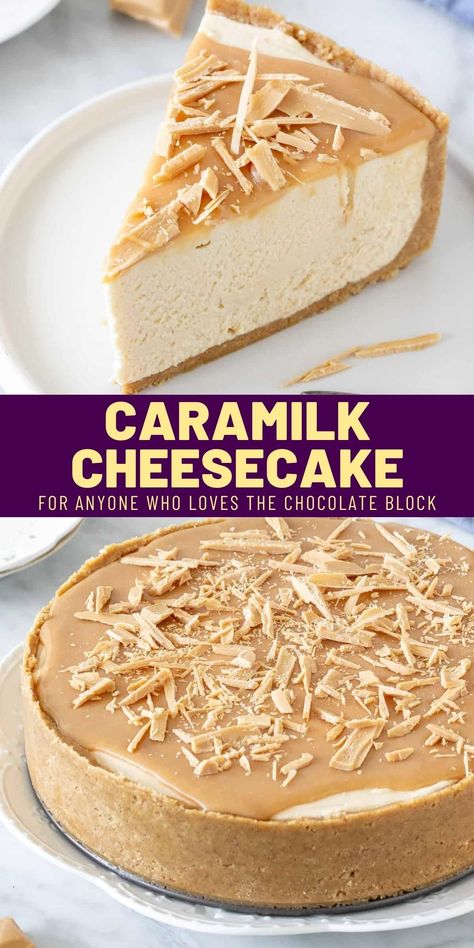 Caramilk Cheesecake, Biscuit Crust, Easy Tart Recipes, Homemade Cheese Crackers, Air Fryer Recipes Snacks, Yummy Cheesecake, Cadbury Chocolate, Bake Cake, Easy Cheesecake Recipes