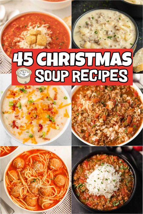 Christmas Soup Recipes, Holiday Soup Recipes, Crockpot Chicken Taco Soup, Simple Ingredient Recipes, Holiday Soups, Italian Chicken Soup, Christmas Soup, Easy Christmas Dinner, Eating On A Dime