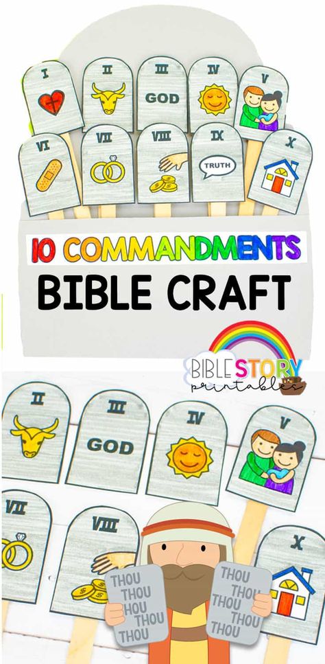 The Ten Commandments Craft, 10 Commandments Kids, 10 Commandments For Kids, Ten Commandments Kids, Moses And The Ten Commandments, Ten Commandments Craft, 10 Commandments Craft, Preschool Bible Activities, Moses Craft