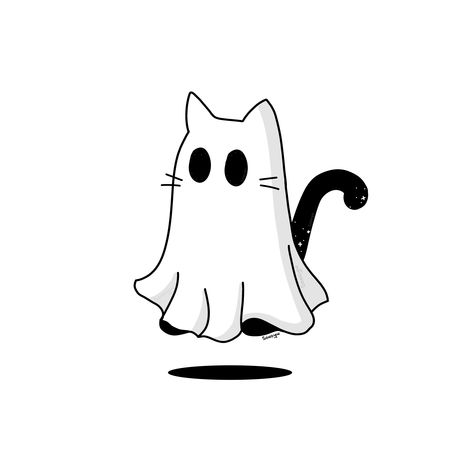 Cute Spooky Cat Drawing, Cat With Pumpkin Drawing, Bedsheet Ghost Drawing, Halloween Costume Drawing Reference, Ghost Witch Drawing, Ghost Dog Art, Cute Halloween Cat Drawing, Dog Halloween Tattoo, Animal Ghost Drawing