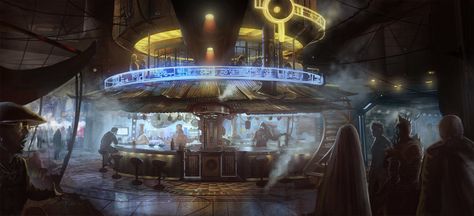 ArtStation - Future Bar, Ward Lindhout Cyberpunk Bar, Futuristic Bar, Sci Fi Environment, New Retro Wave, Cyberpunk City, Star Wars Rpg, Futuristic City, Science Fiction Art, Future City