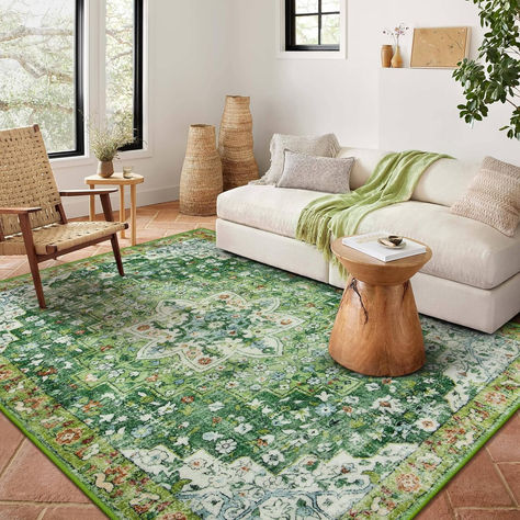 5x7 Area Rugs for Living Room, Washable Rugs, click on link to purchase #promotion Dining Room Playroom, Green Throw, Low Pile Carpet, Rugs For Bedroom, 5x7 Area Rug, Long Rug, Rugs For Living Room, Vintage Area Rugs, Traditional Area Rugs