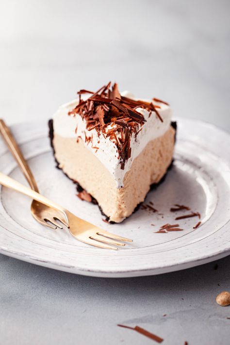 No-Bake Peanut Butter Pie with Salted Honey Whipped Cream — Style Sweet Peanut Butter Pie Recipe No Bake, Peanut Butter Pie Filling, Honey Whipped Cream, Honey Peanut Butter, Chocolate Wafer Cookies, Sweetened Whipped Cream, Peanut Butter Honey, Peanut Butter Filling, Chocolate Sandwich