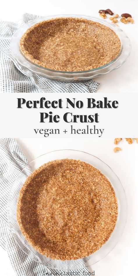 No Bake Pie Crust, Easy Vegan Pie, Pie Crust Vegan, Oatmeal Pie Crust, Healthy Pie Crust, Vegan Pie Crust Recipe, Vegan Lemon Bars, No Bake Pie, Oatmeal Pie