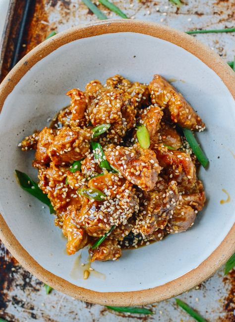 Baked Sesame Chicken - The Woks of Life Woks Of Life Recipes, Baked Sesame Chicken, Sesame Chicken Sauce, Easy Sesame Chicken, Woks Of Life, The Woks Of Life, Sesame Chicken Recipe, Sesame Chicken, Sauce For Chicken